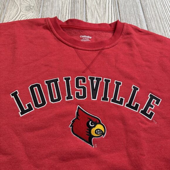 Louisville Cardinals Crewneck Sweatshirt Men’s XL Red Spellout Logo Captivating - Picture 1 of 8